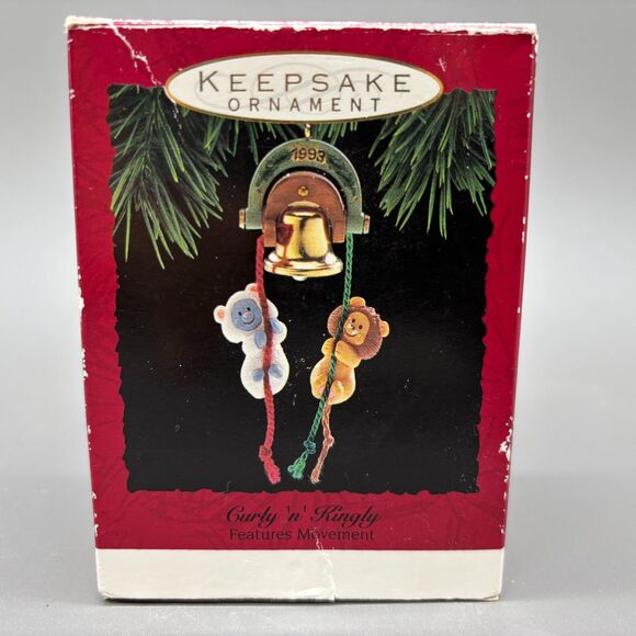 Vintage 1993 Hallmark Curly n' Kingly Ornament Lion Lamb Bell Christmas w/Box - Picture 1 of 7